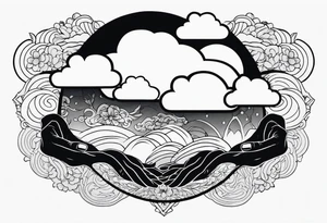 ukiyoe, cloud, hands tattoo idea