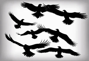 several eagles in flight silhouette symbolizing without other imagery, only the eagles tattoo idea