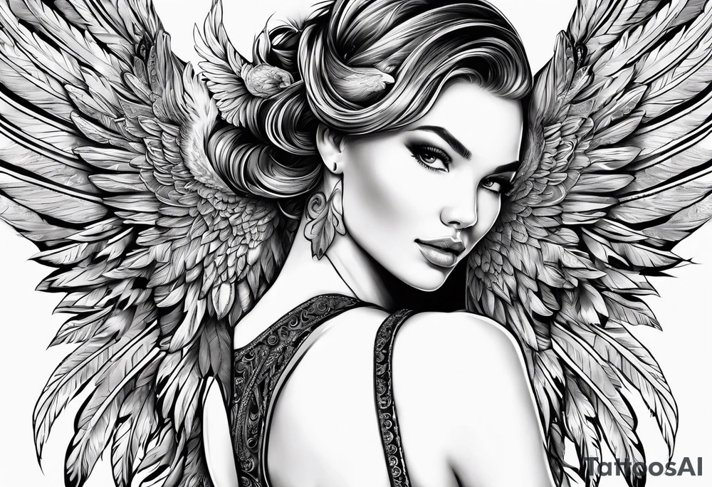 name Karlie Lindsay Dorleen Subero in phoenix wings tattoo idea