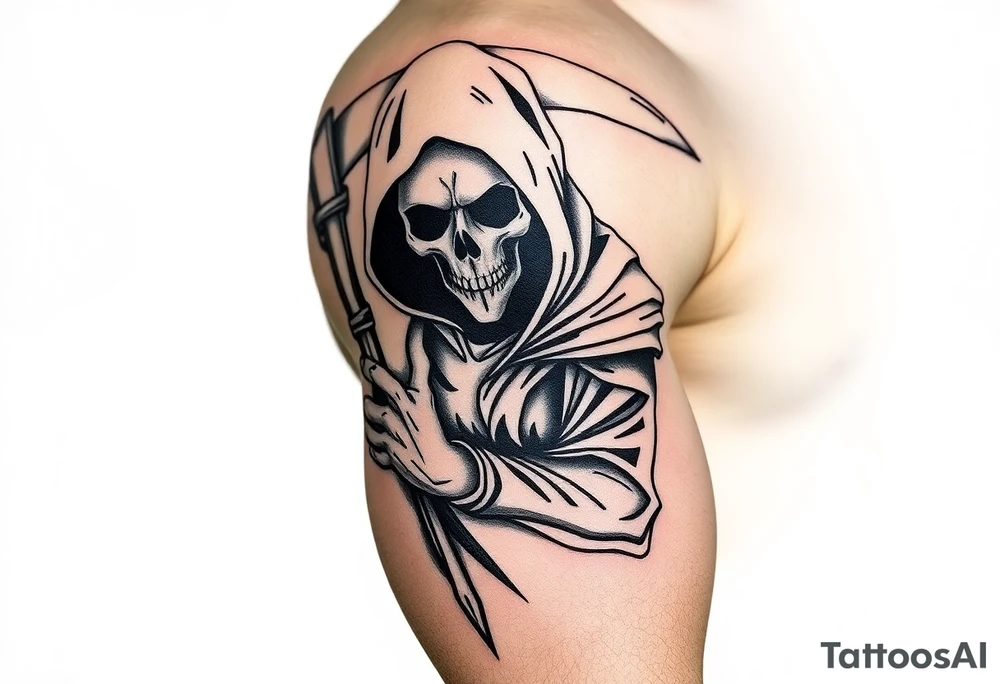 full sleeve grim reaper tattoo idea