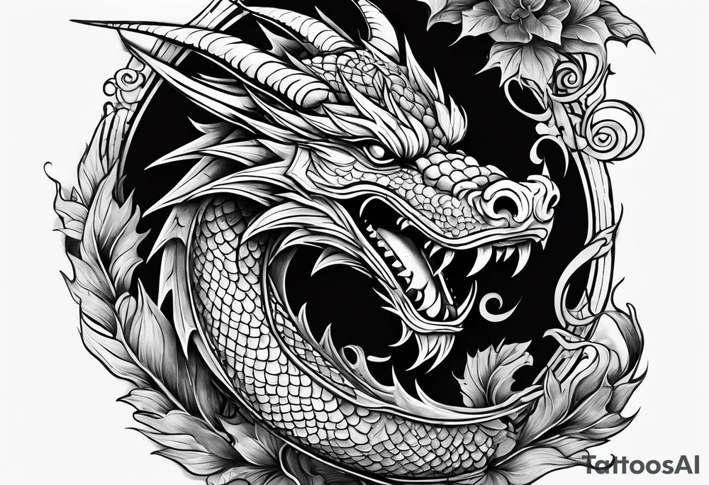 Dragon smoking pipe tattoo idea