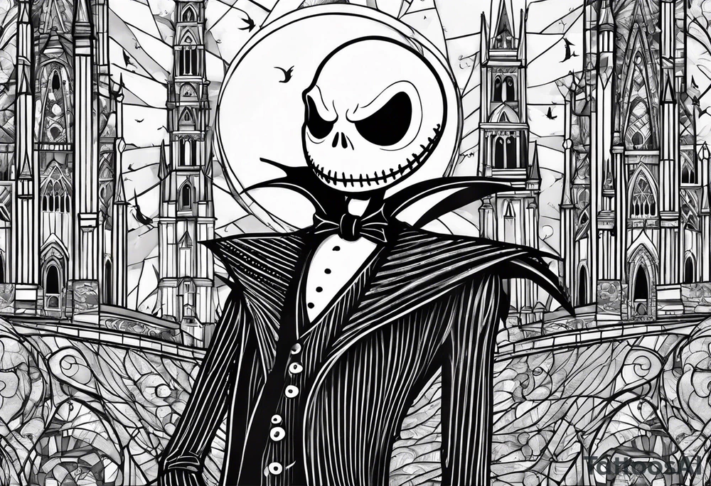 jack skellington on duomo of milano tattoo idea