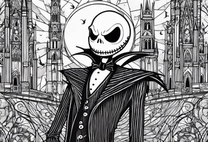 jack skellington on duomo of milano tattoo idea