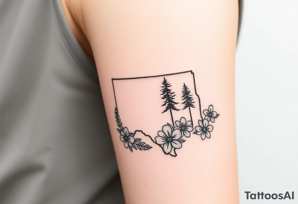 Texas 
Washington 
Connecticut 
All separate states 
State trees and flowers tattoo idea