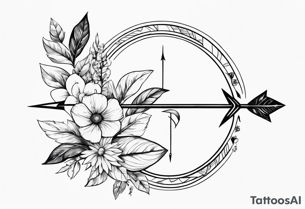 Nature-Inspired Arrow: Twisted with leaves and flowers. tattoo idea