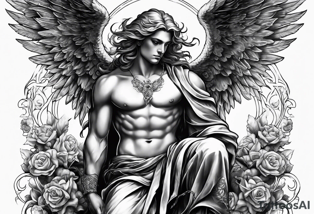 Male angel from hell tattoo idea