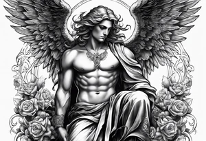 Male angel from hell tattoo idea