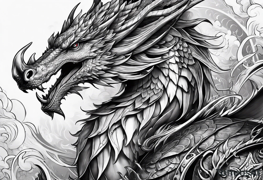 Weiblicher drachen tattoo idea