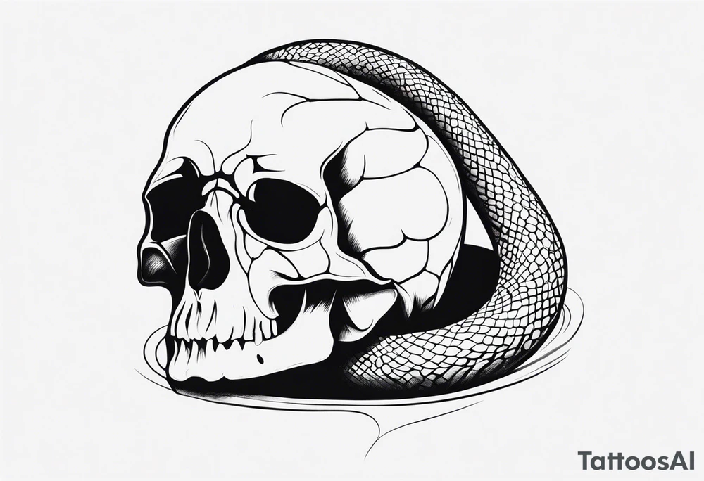 Snake on skull head tattoo idea