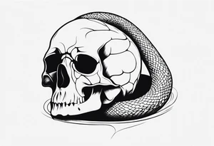 Snake on skull head tattoo idea