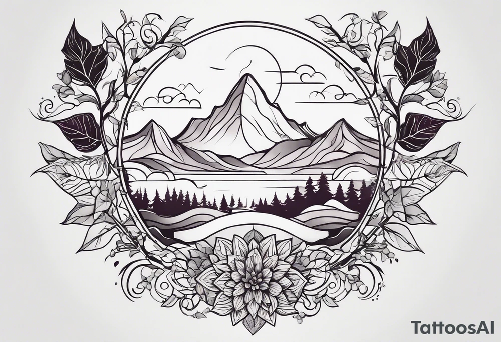 Elements: a simple north needle in the center, branches and leaves of the eggplant tree, and long wavy geometric lines on the outside
Location: Behind the upper arm of the left hand, about 6*20 cm spaces from the elbow to the shoulder tattoo idea