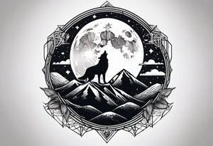 The letters T.R.K. and wolf howling at the moon tattoo idea
