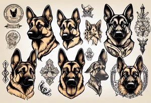 German shepherd puppy profile tattoo idea