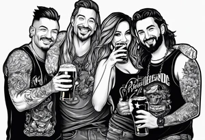 friends drinking beers tattoo idea