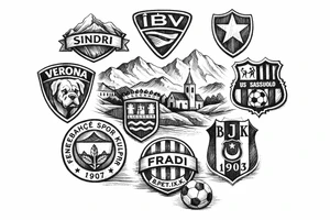Iceland x3 (sindri, ibv, stjarnan)
Italy x2 (Verona, Sassuolo)
Spain (Logrono) 
Turkey x2 (Fenerbahce, Besiktas)
Hungary (Fradi)
France (Bordeaux) Something small that contains these countries or clubs tattoo idea