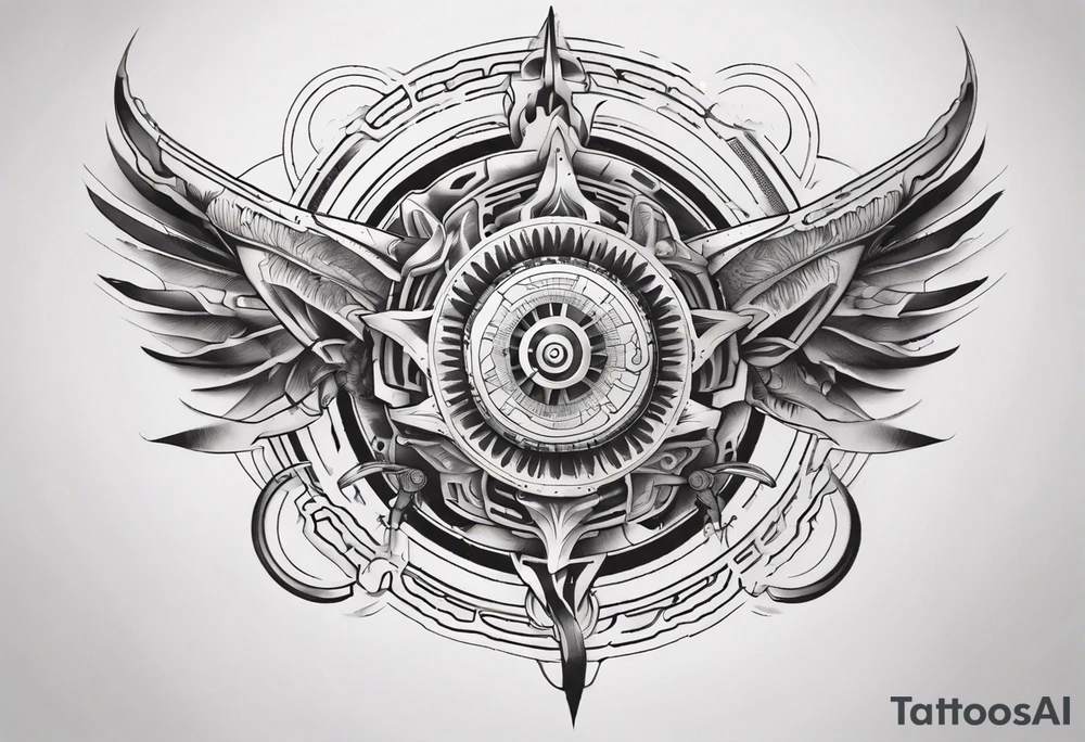 Make a mandala with a futuristic look tattoo idea