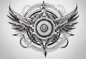Make a mandala with a futuristic look tattoo idea