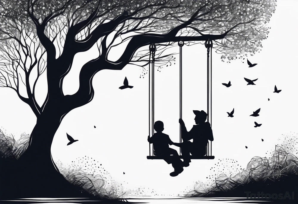 Father son mother swing tattoo idea