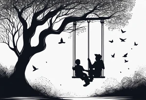 Father son mother swing tattoo idea