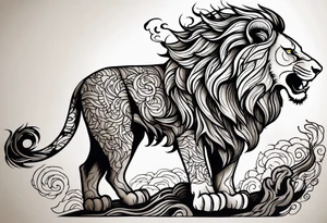 Oak tree shaped as roaring lion tattoo idea