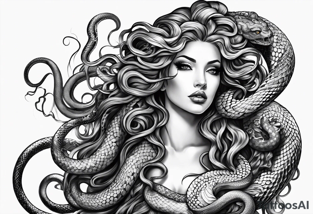 Medusa with snakes for hair tattoo idea