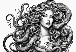 Medusa with snakes for hair tattoo idea