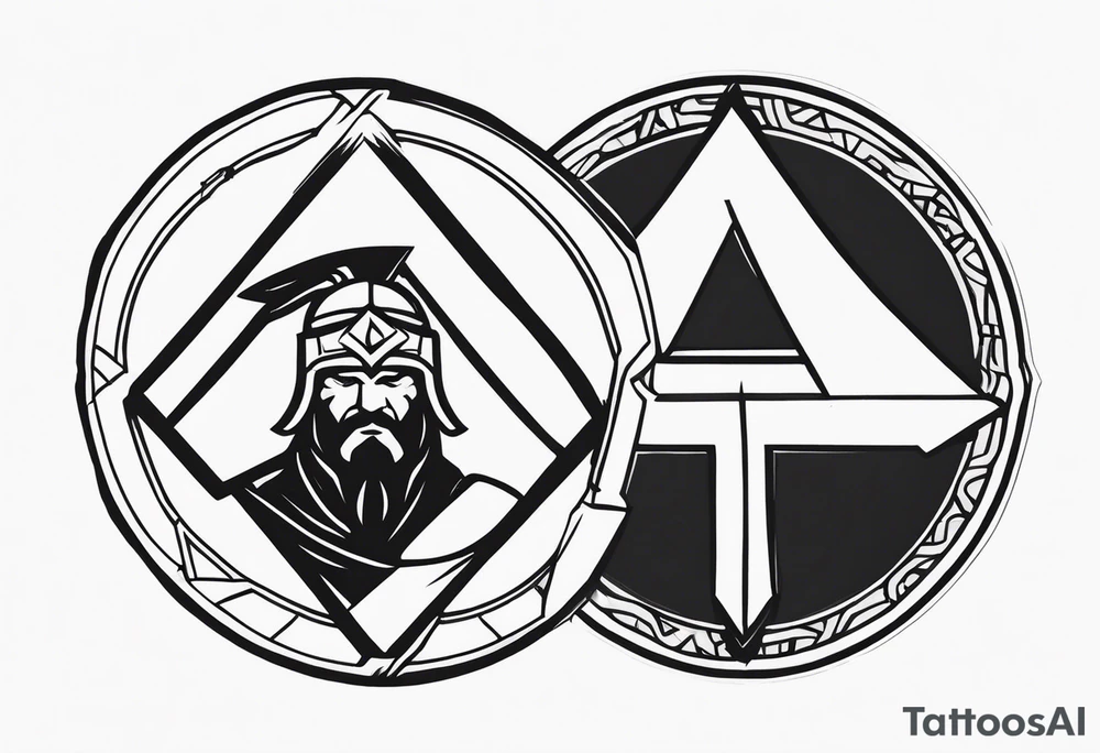 Ancient spartan in a trinity symbol tattoo idea