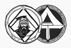 Ancient spartan in a trinity symbol tattoo idea