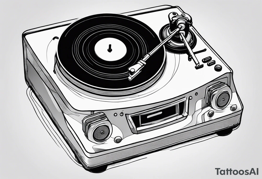 Recordplayer finline art minimalistic oneline throwup tattoo idea