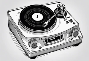 Recordplayer finline art minimalistic oneline throwup tattoo idea