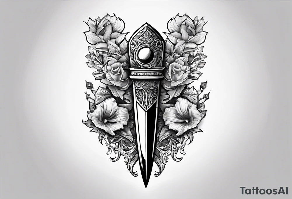 Dagger with hourglass inside tattoo idea