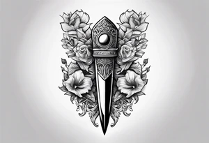 Dagger with hourglass inside tattoo idea