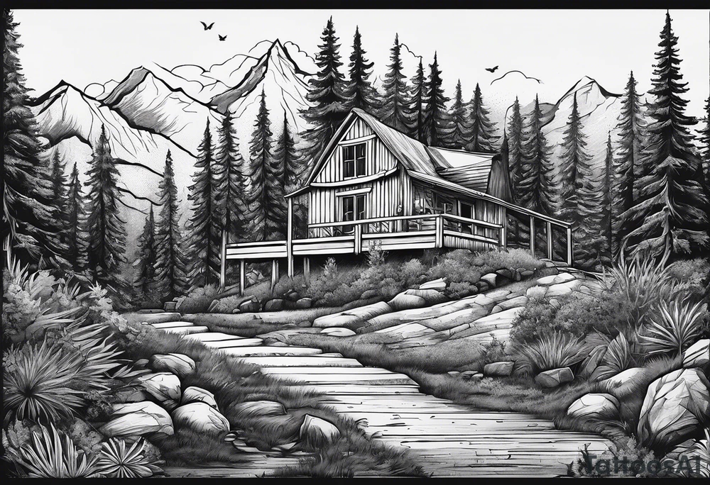 Backpacking and hiking tattoo idea