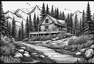 Backpacking and hiking tattoo idea