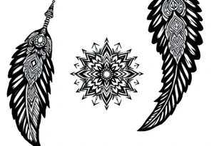 spiritual feathers ornamental mandala indian shaman rune tattoo idea