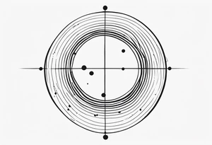 black and white tattoo in the shape of a circle with 4 dots tattoo idea