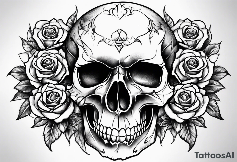 skull and roses tattoo idea