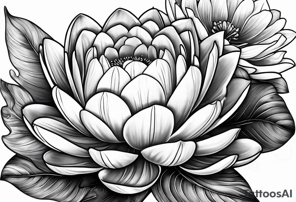 A bouquet with one water lily flower and one tulip tattoo idea