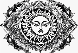 Sun and moon sternum tattoo idea
