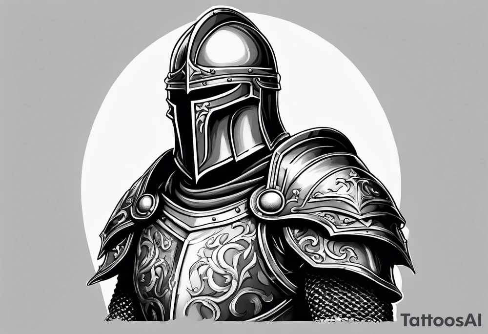 dark fantasy style knight in armor savage warrior, inner bicep tattoo design tattoo idea