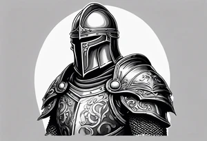 dark fantasy style knight in armor savage warrior, inner bicep tattoo design tattoo idea