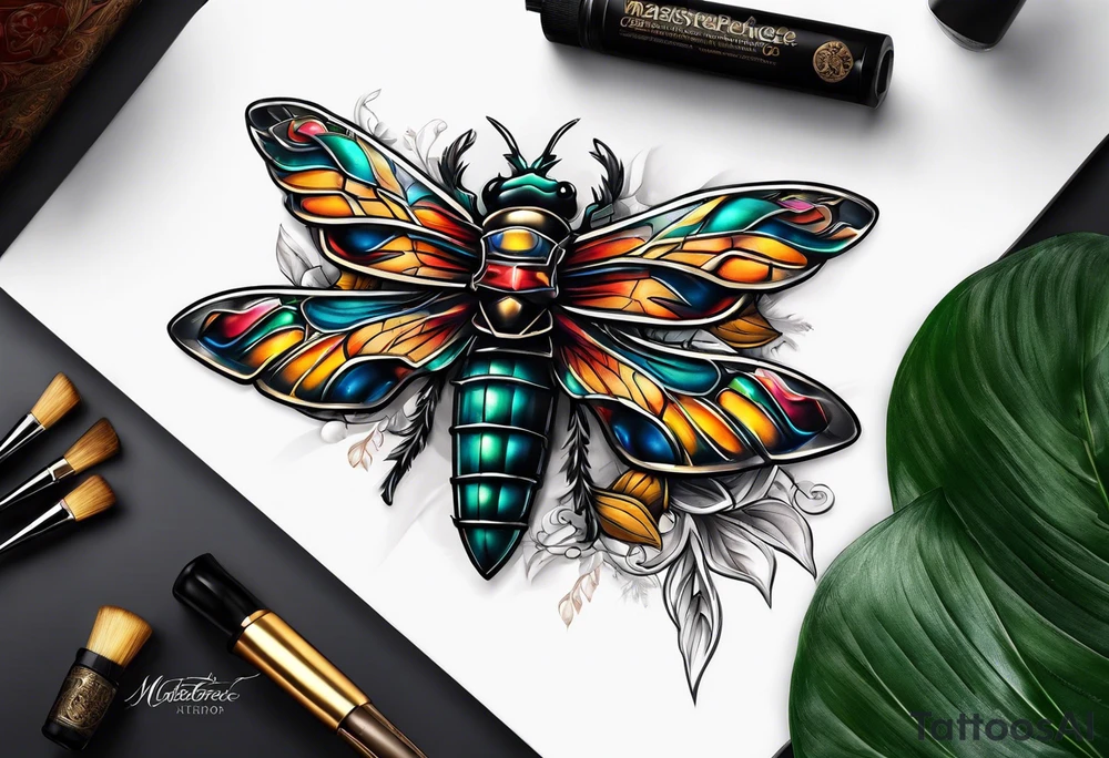 Sword behind cicada tattoo idea