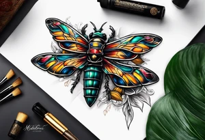 Sword behind cicada tattoo idea