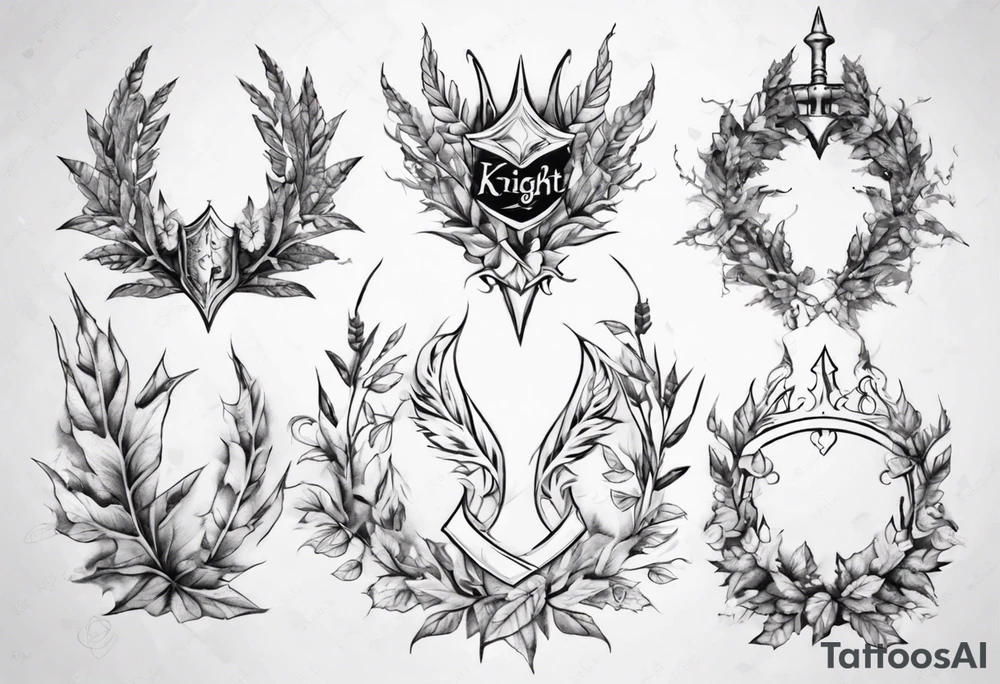 Knight wreath leaves tattoo idea