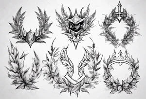 Knight wreath leaves tattoo idea