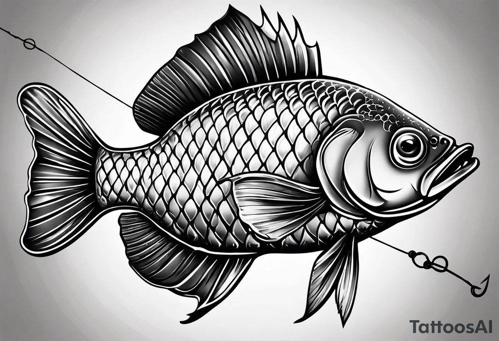 fishingpole and line with hook tattoo idea