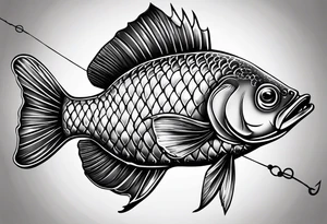 fishingpole and line with hook tattoo idea