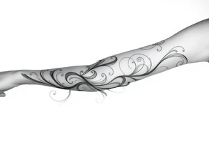 Ethereal Celestial dreamy swirling design elements that are daintily flowing like light wispy smoke tattoo idea