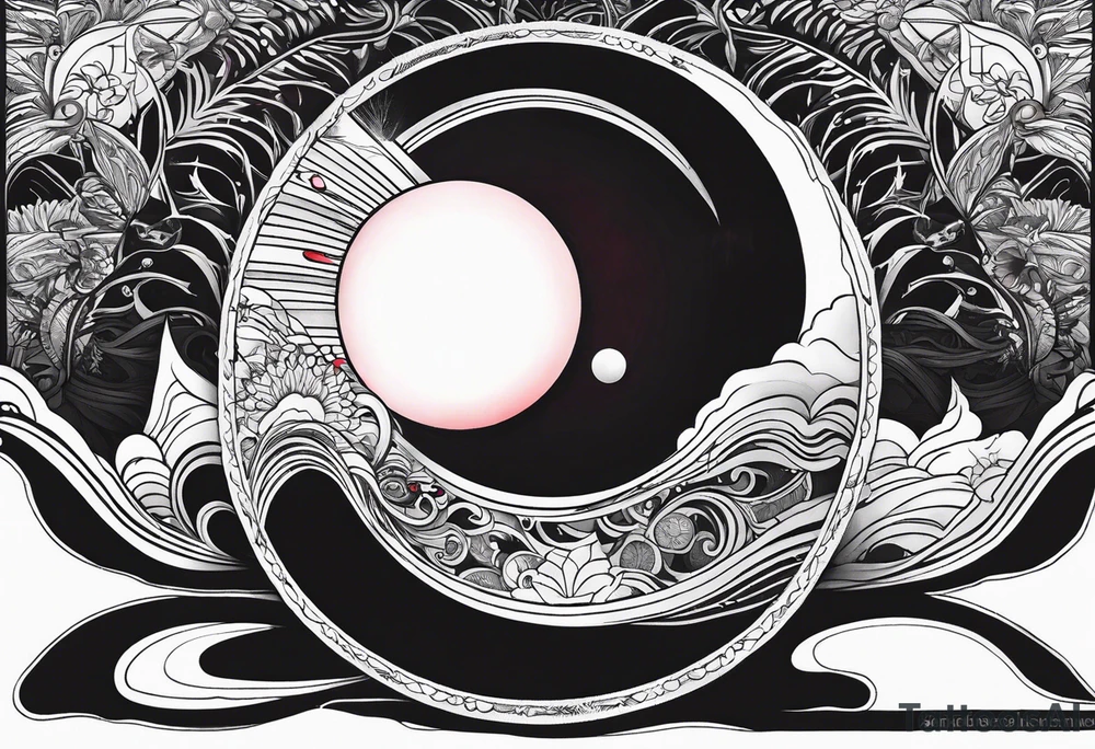 black solar eclipse with red light behind it tattoo idea