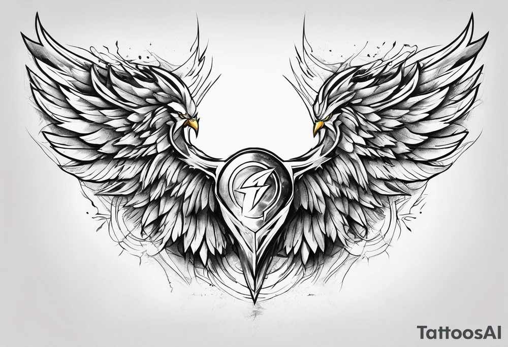 Wings lightning tattoo idea